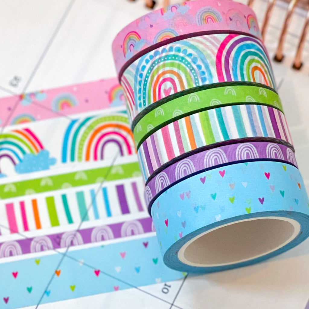 Rainbow Hearts & Stripes Polka Dots Washi Tape Set (#W001